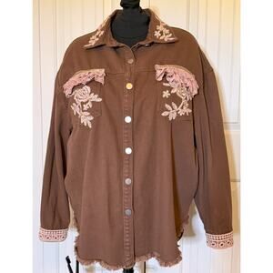 Denim Jacket / Shirt Handsewn Embellishments New Never Worn Ladies XXL See MSMTS